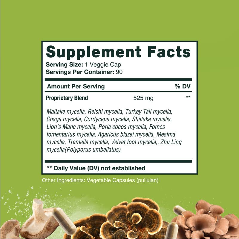 HERBALY Mushroom Complete label detail confirms 15 mushroom blend