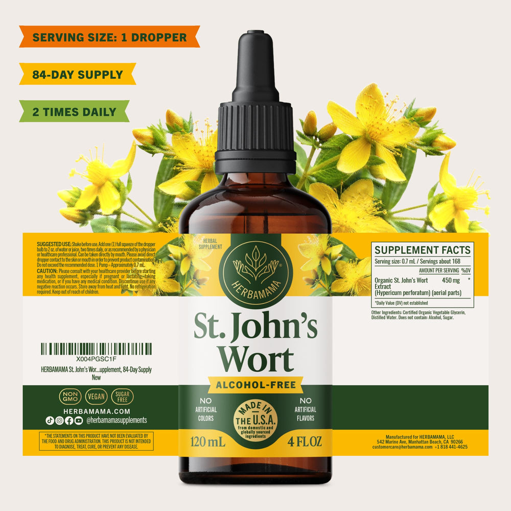Close-up of label and product benefits for calm daily routine.