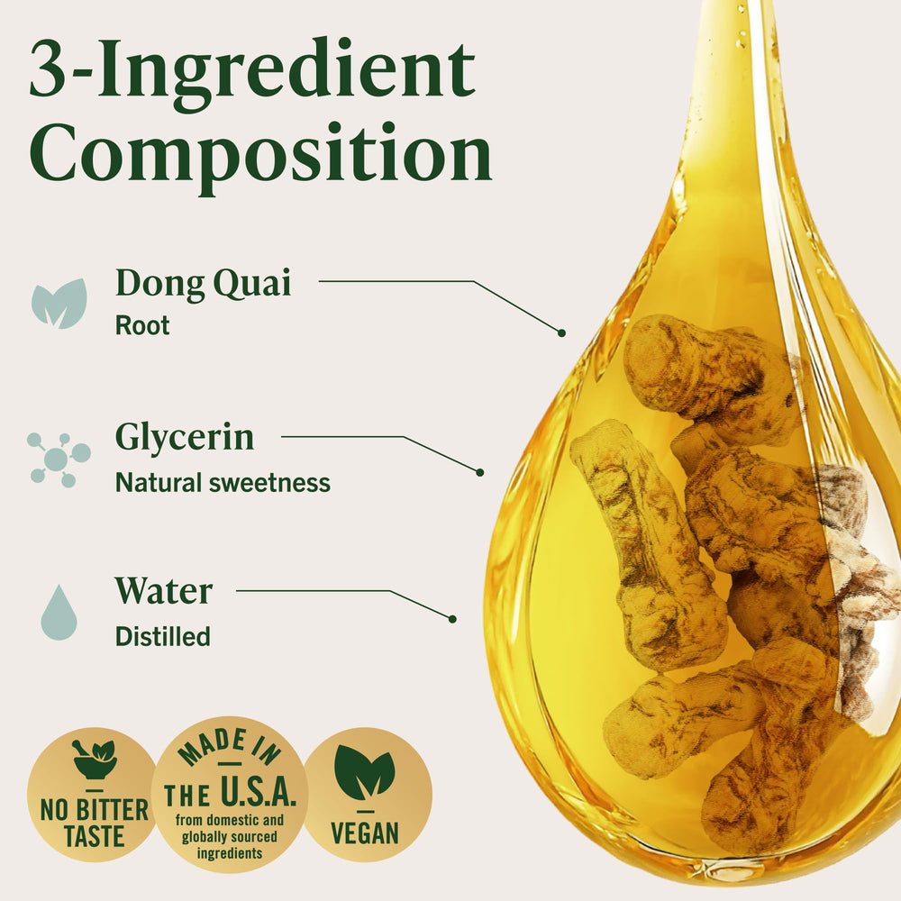 HERBAMAMA Angelica root tincture ingredients—three simple, vegan components.