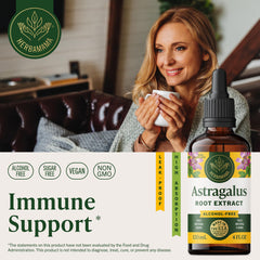 HERBAMAMA Astragalus tincture dropper close-up for easy daily dosing and smooth taste.