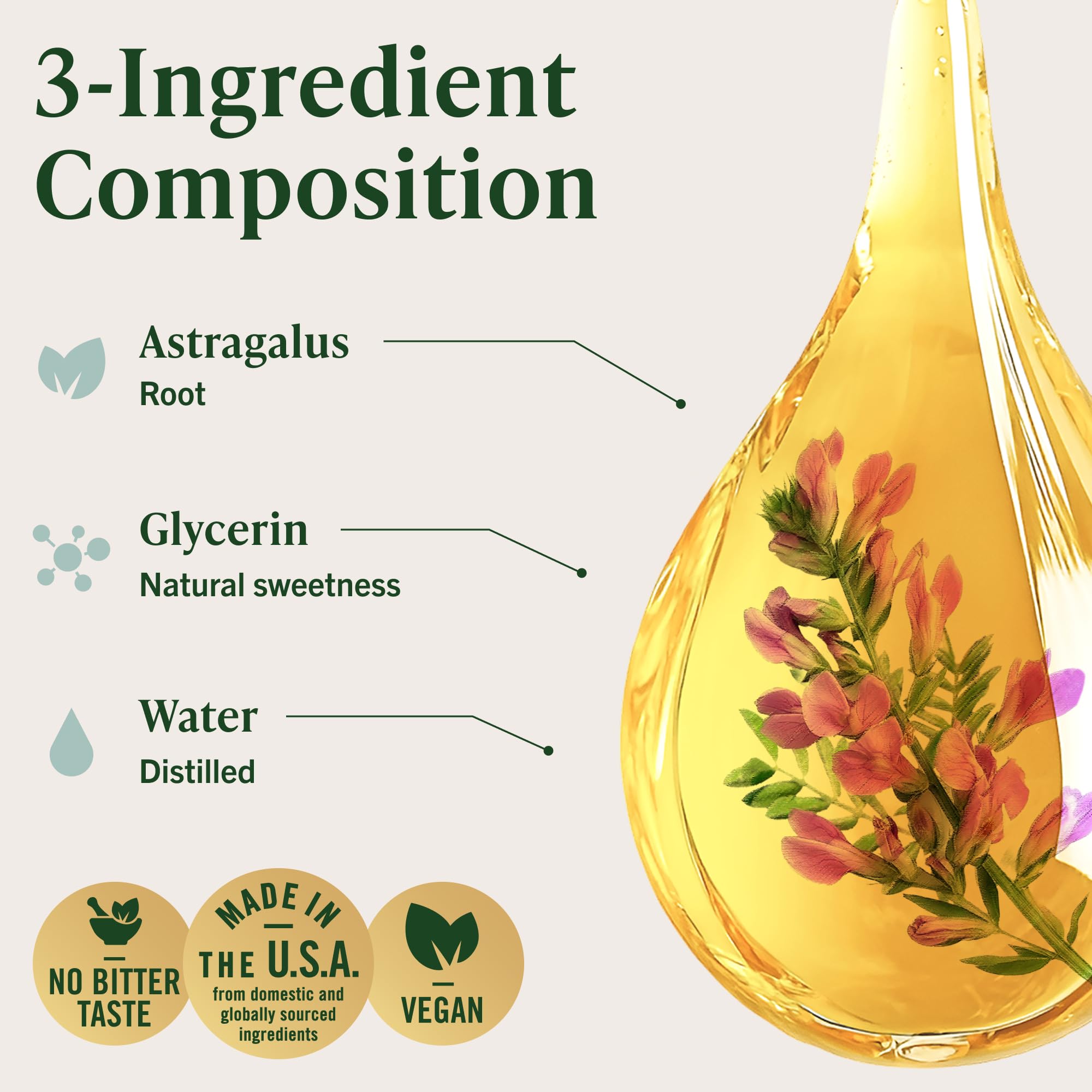 HERBAMAMA Astragalus tincture poured into glass demonstrates convenient daily use.