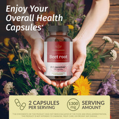 HERBAMAMA Beet Root capsule closeup highlighting simple three-ingredient formula.
