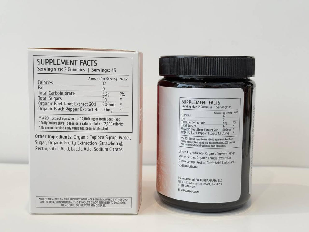 HERBAMAMA Beet Root Gummies portable pouch for on-the-go convenience.