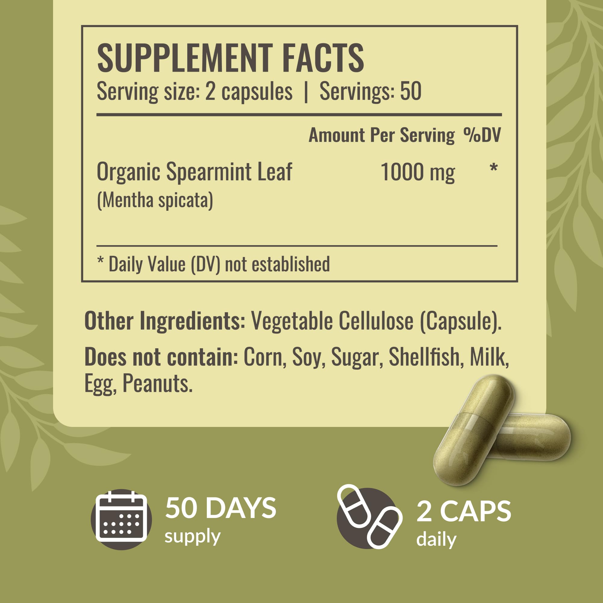 HERBAMAMA bottle front label emphasizes 50-day supply and vegan formula.