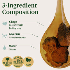 Herbamama Chaga amber bottle with glycerin and water ingredients.