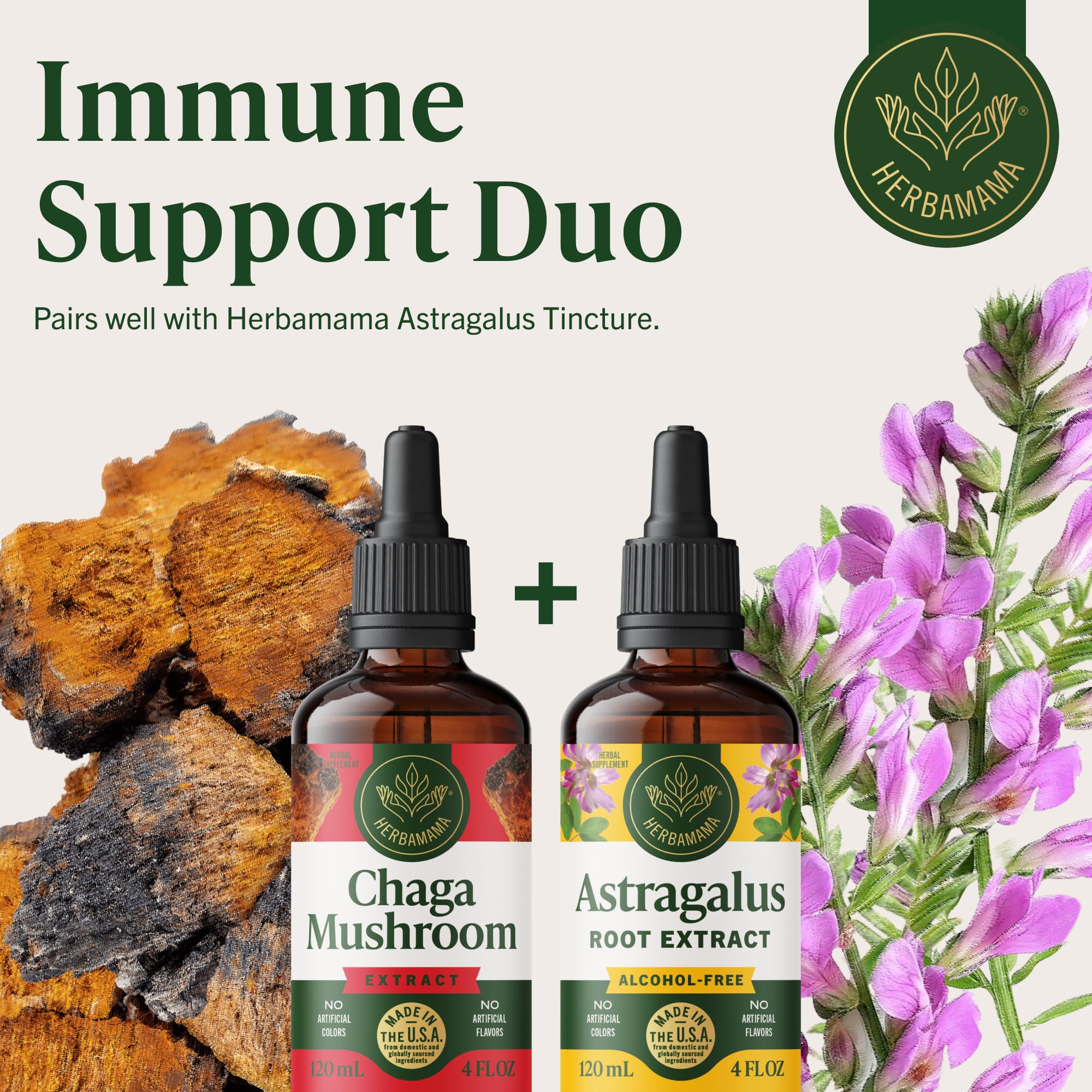 Herbamama Chaga drop dissolving into tea shows gentle taste.