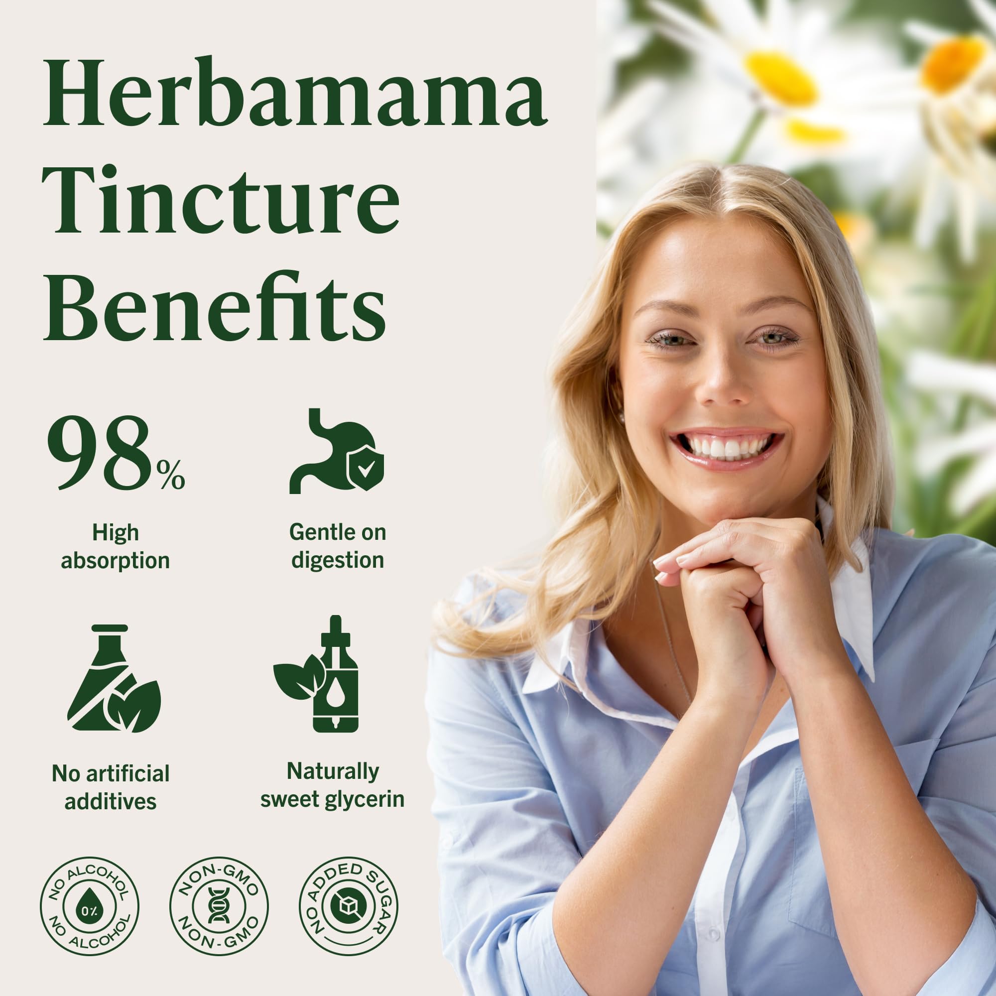HERBAMAMA Chamomile bottle shake before use indicating easy prep for daily routine.