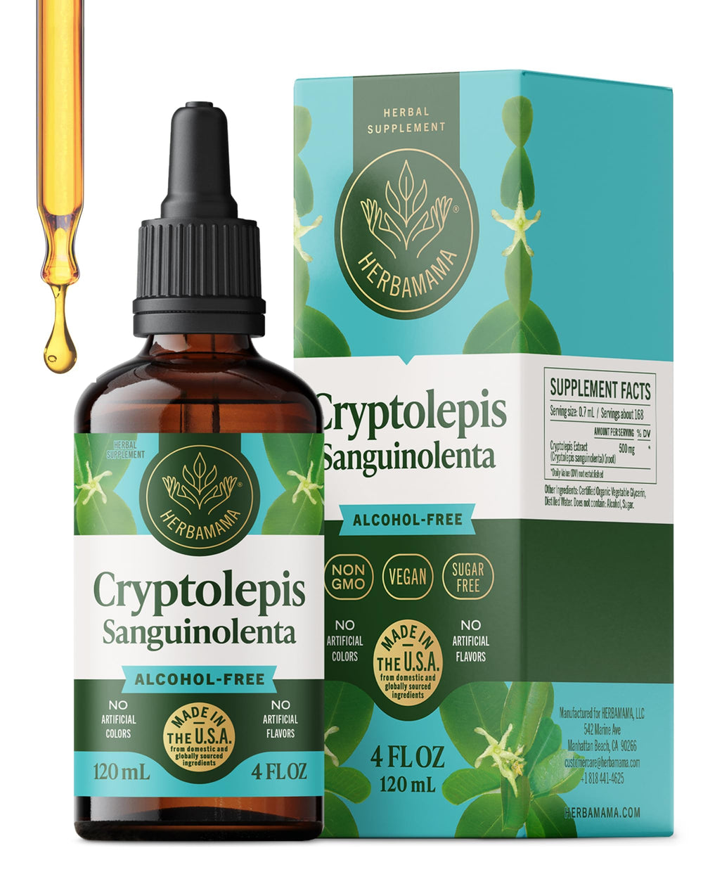 Herbamama Cryptolepis tincture bottle for vegan immune support.