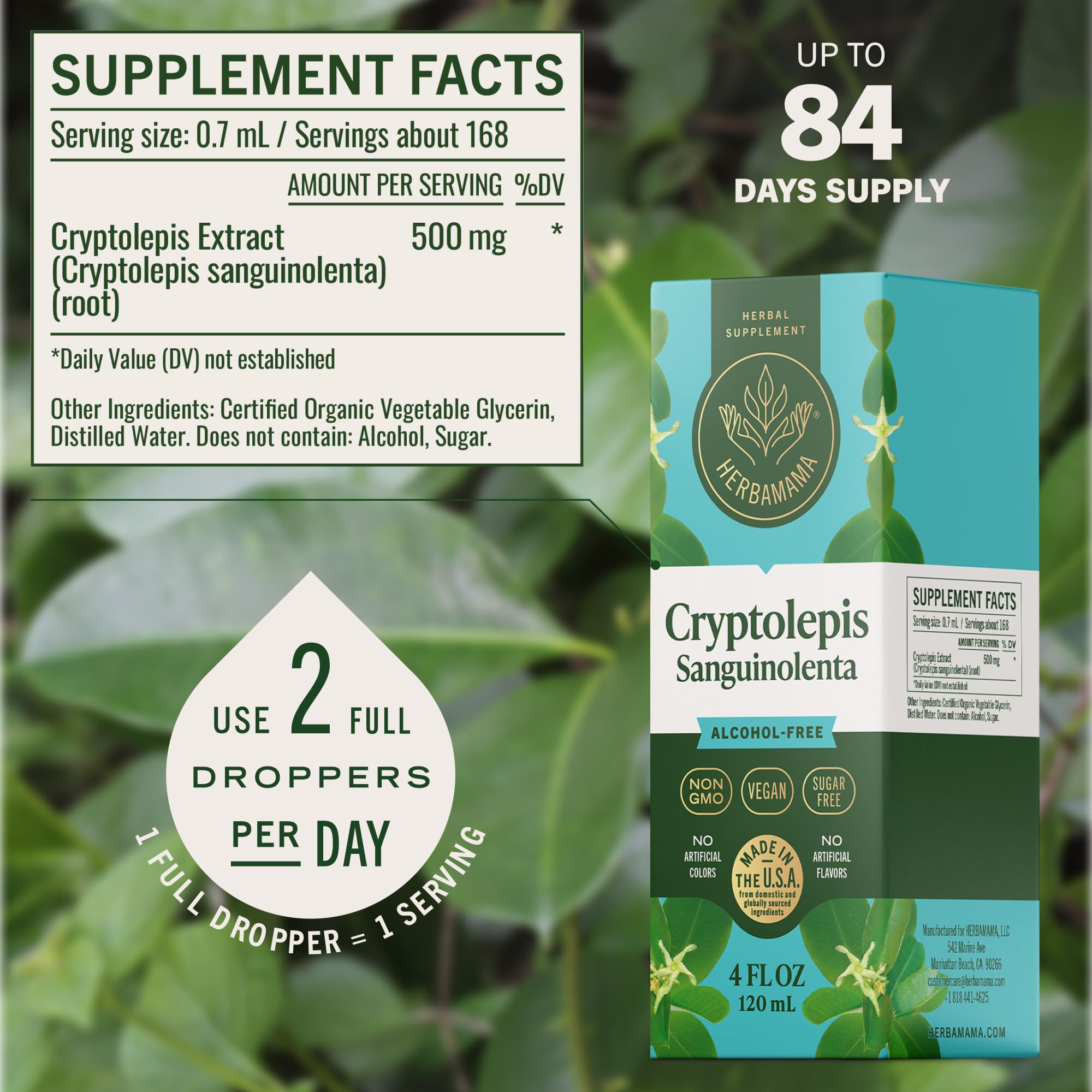 Herbamama Cryptolepis tincture serving glass for comfortable use.