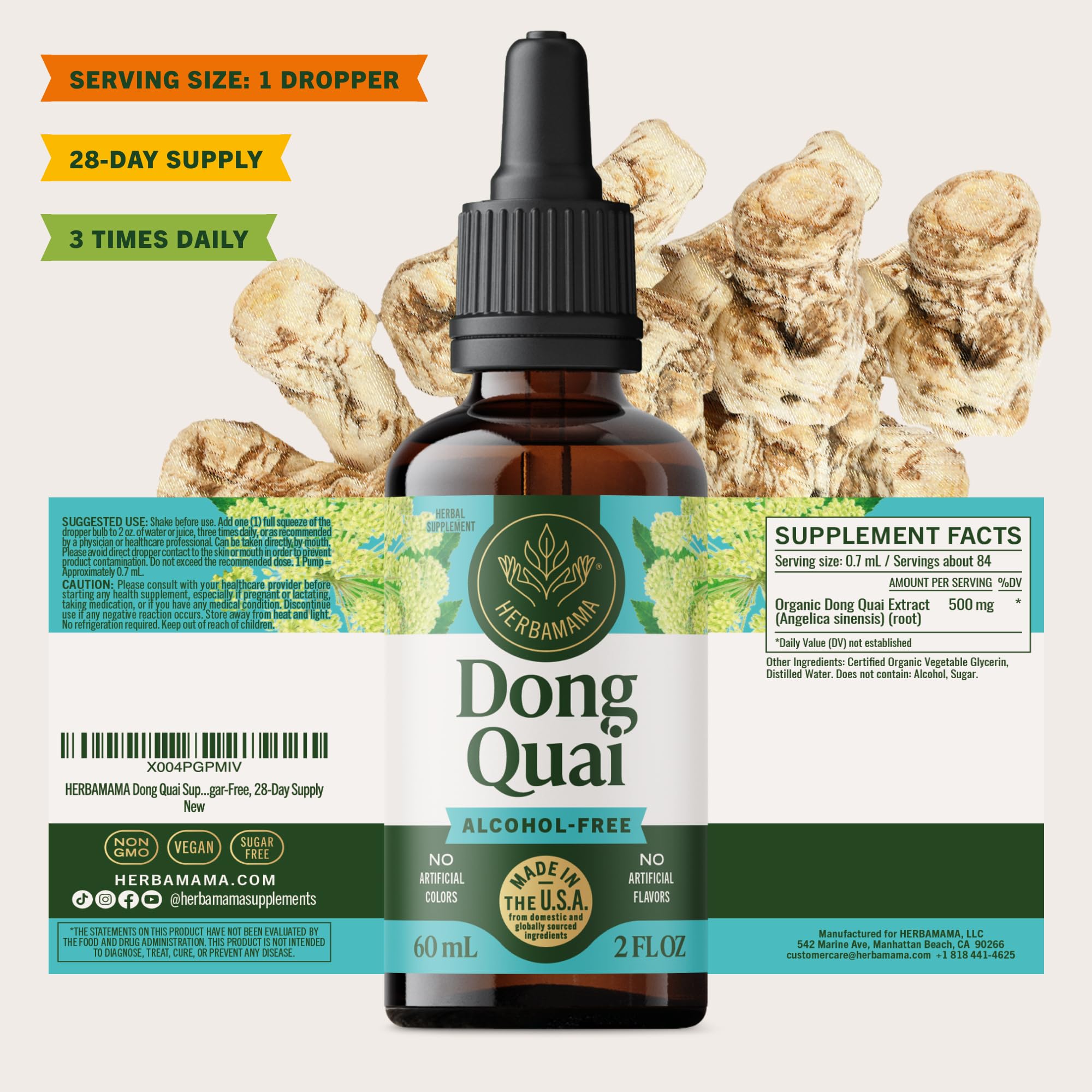 HERBAMAMA Angelica tincture provides a non-alcoholic wellness option.