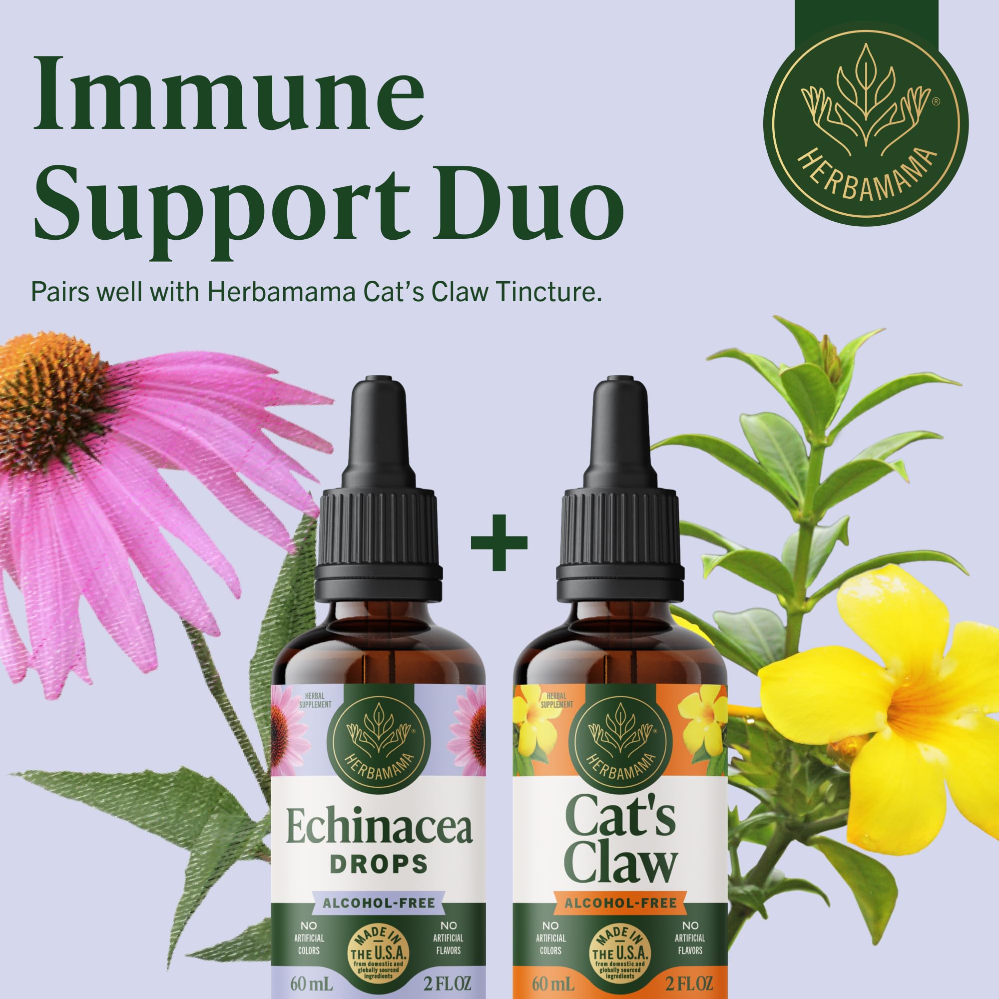 HERBAMAMA Echinacea drops vegan non-GMO formula label