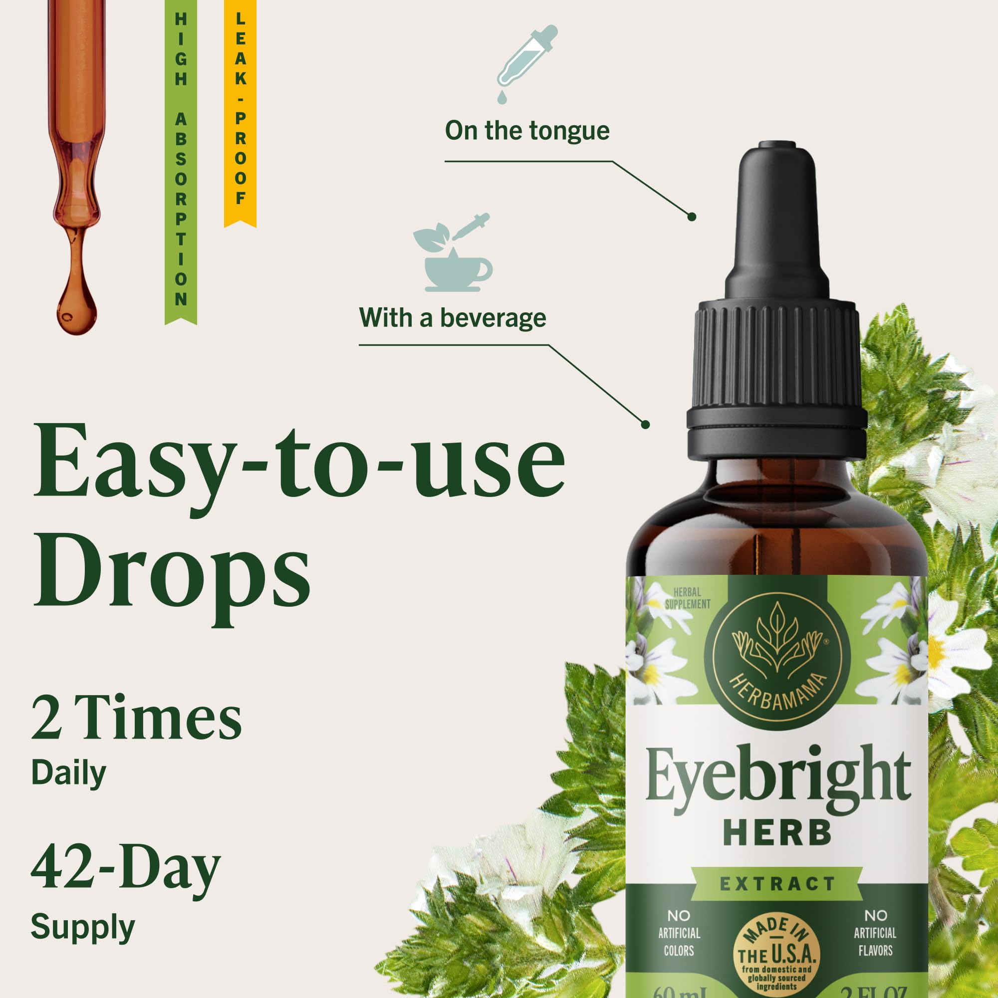 Herbamama Eyebright tincture used under the tongue for fast absorption.
