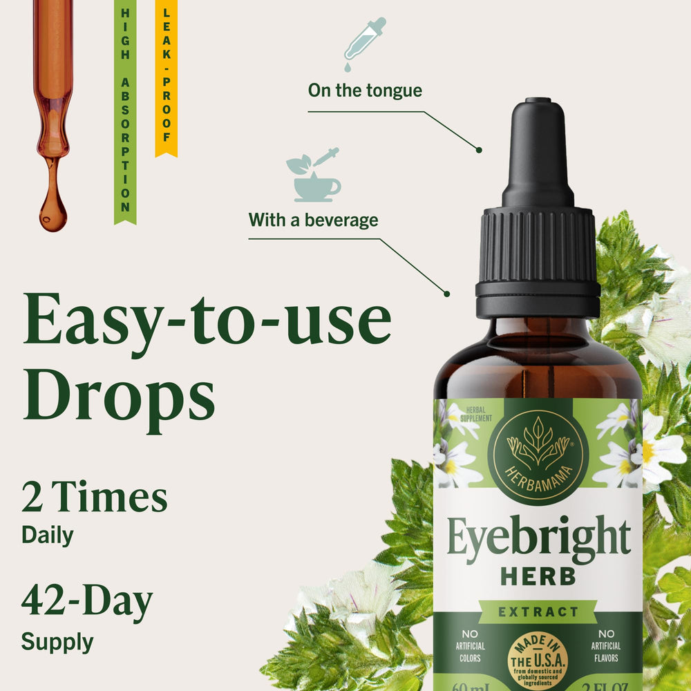 Herbamama Eyebright tincture used under the tongue for fast absorption.