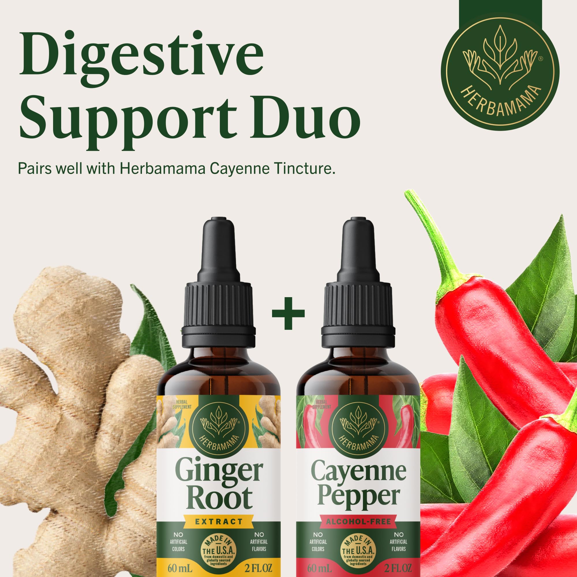 HERBAMAMA Ginger Drops shown with quick absorption for fast results.