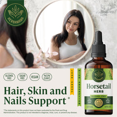 HERBAMAMA Horsetail drops pour demonstrates easy daily intake and fast absorption