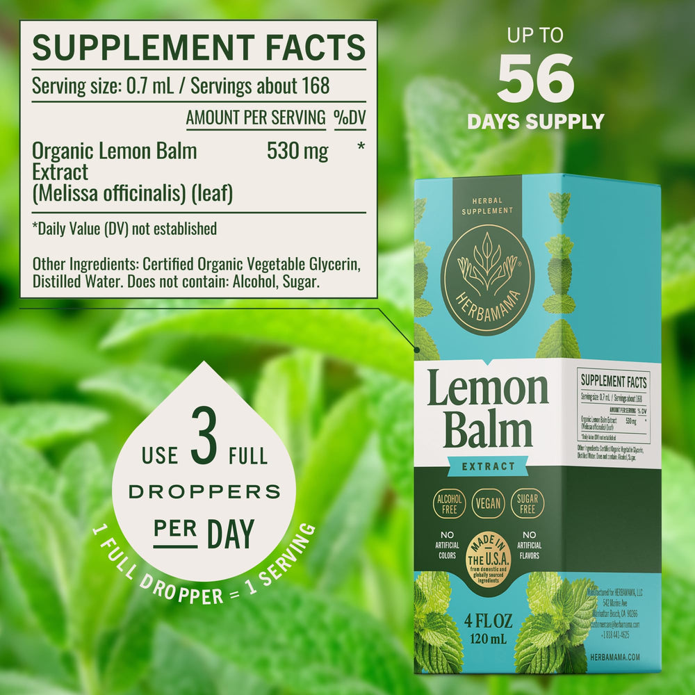 HERBAMAMA dropper with tincture highlights precise dosing for daily calm