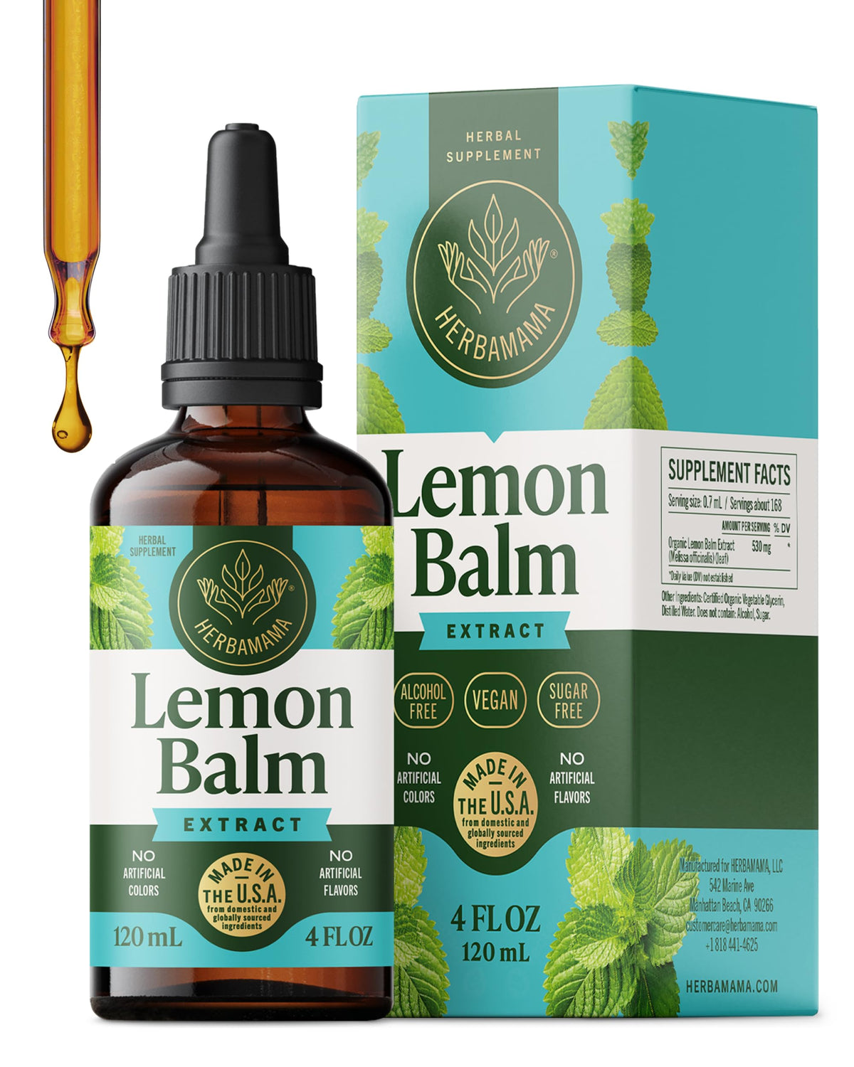HERBAMAMA Lemon Balm tincture bottle ready for daily relaxation ritual