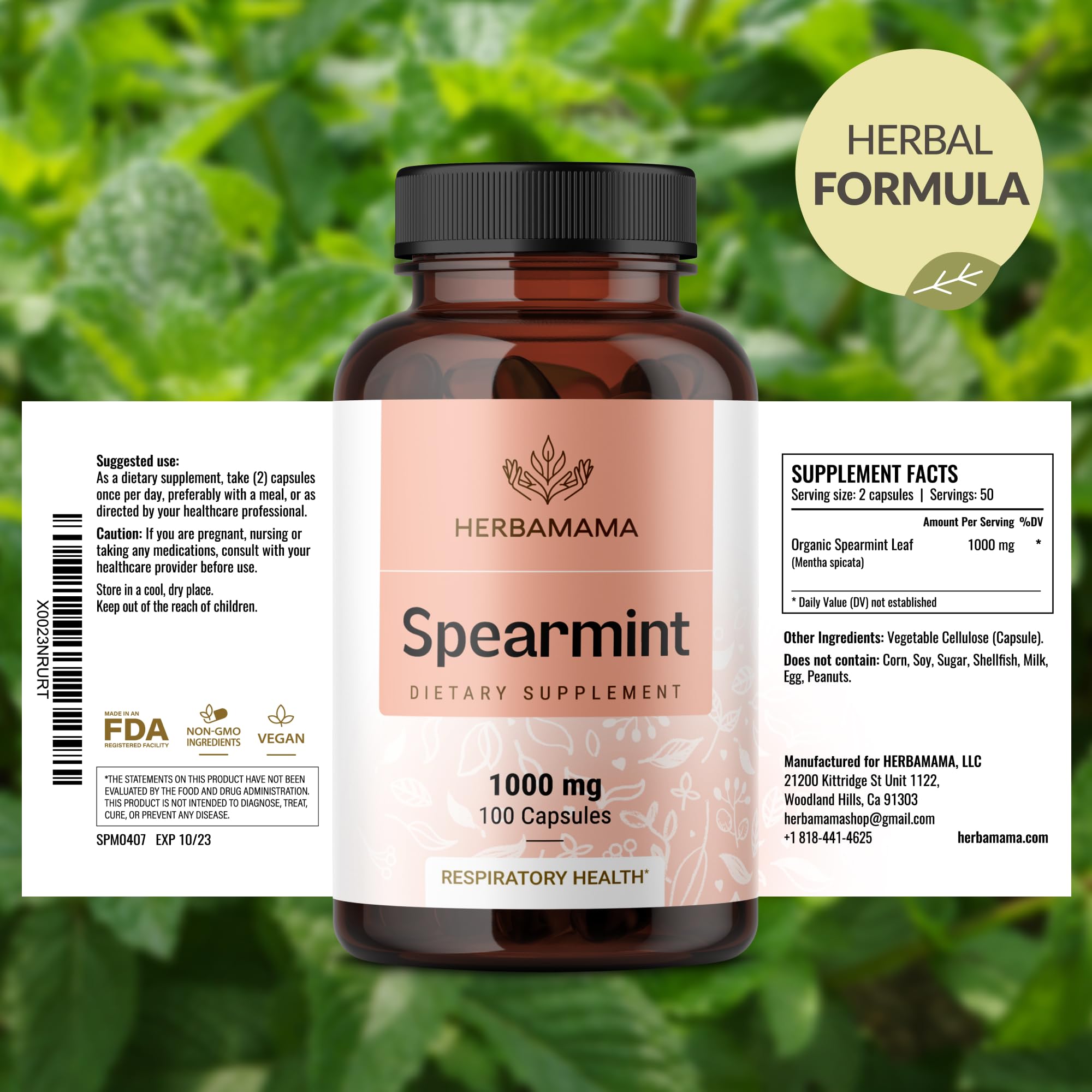 Lifestyle scene of a busy professional taking HERBAMAMA capsules.