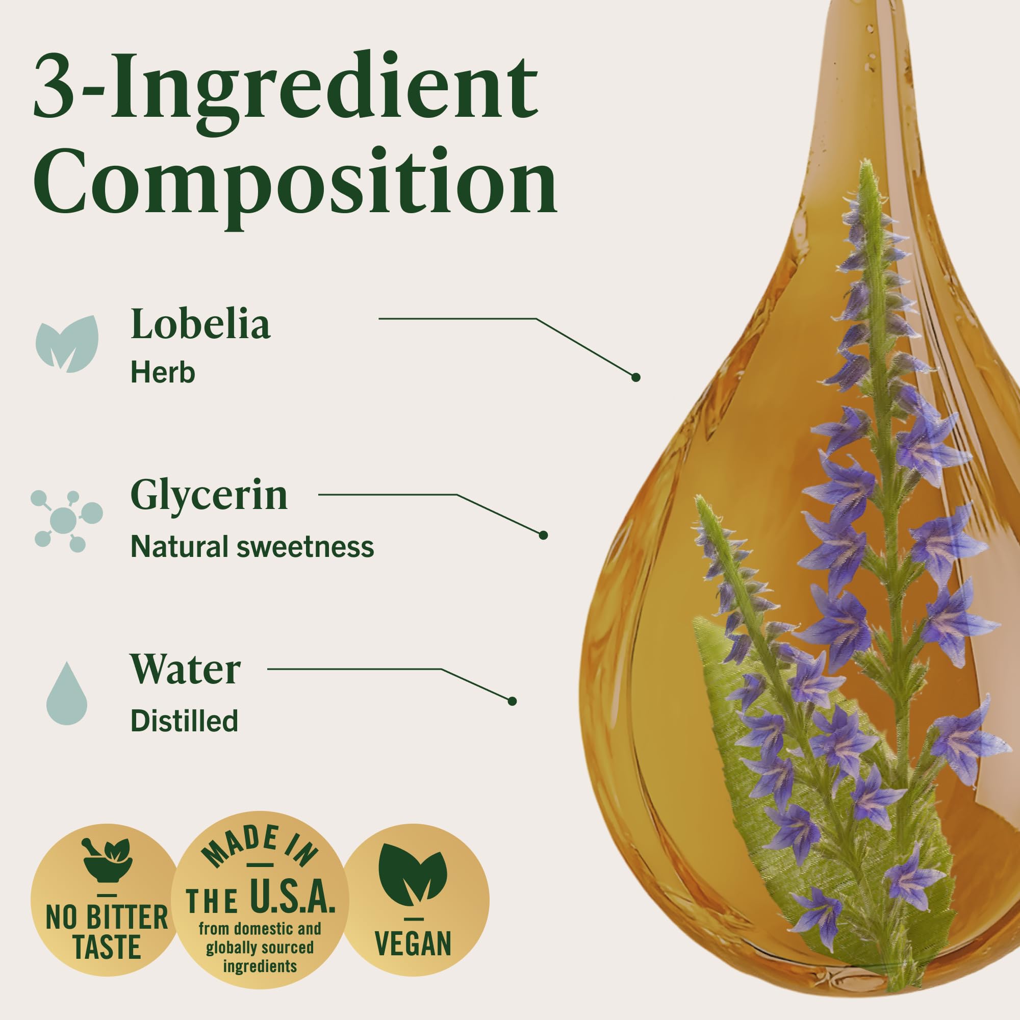 Dropper dispensing Herbamama Lobelia tincture under the tongue for quick use.