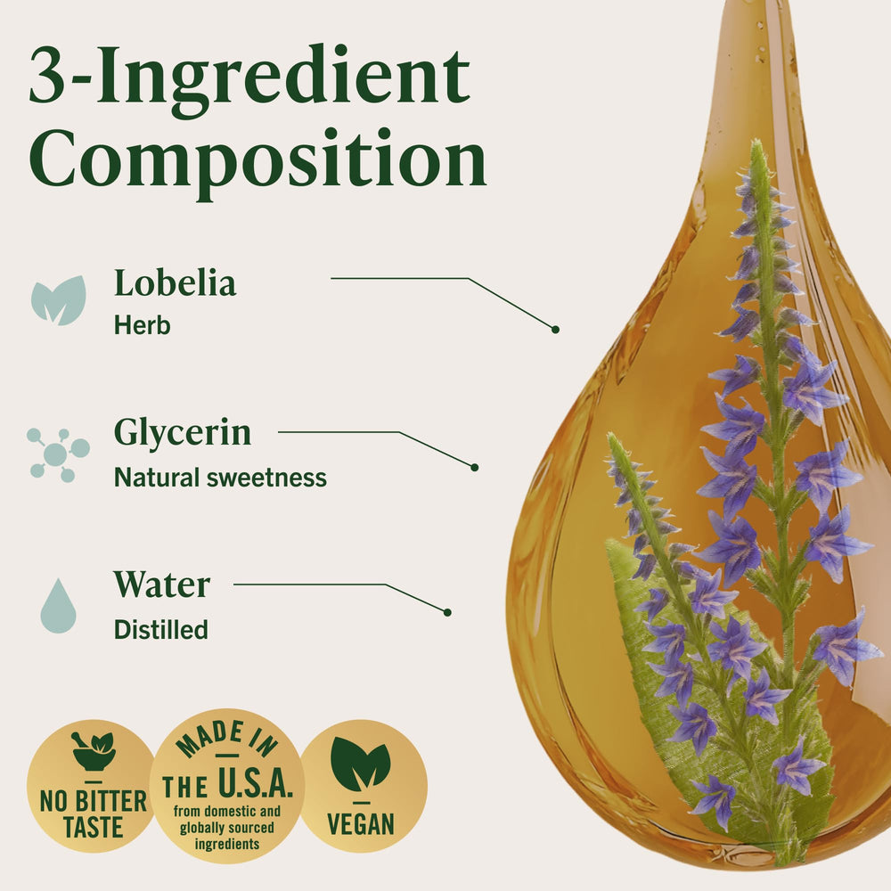 Dropper dispensing Herbamama Lobelia tincture under the tongue for quick use.
