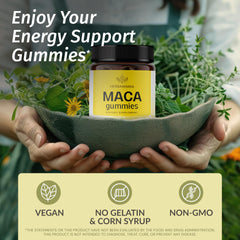 HERBAMAMA Maca Root Gummies banana flavor offers tasty, soft chews for on-the-go vitality.