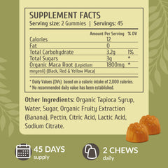 HERBAMAMA Maca Root Gummies close-up shows soft texture for easy chewing and digestion.