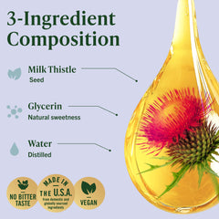HERBAMAMA Milk Thistle label close-up highlights a clean, three-ingredient formula.