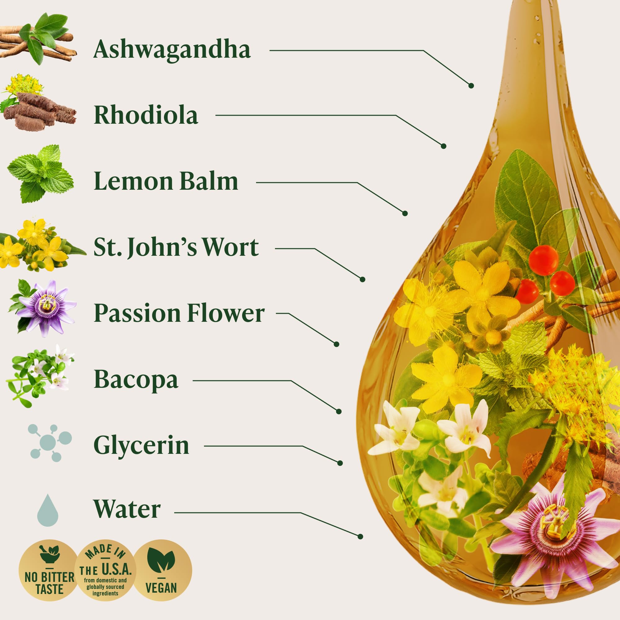 HERBAMAMA Mood Support ingredients bottle, six-herb blend