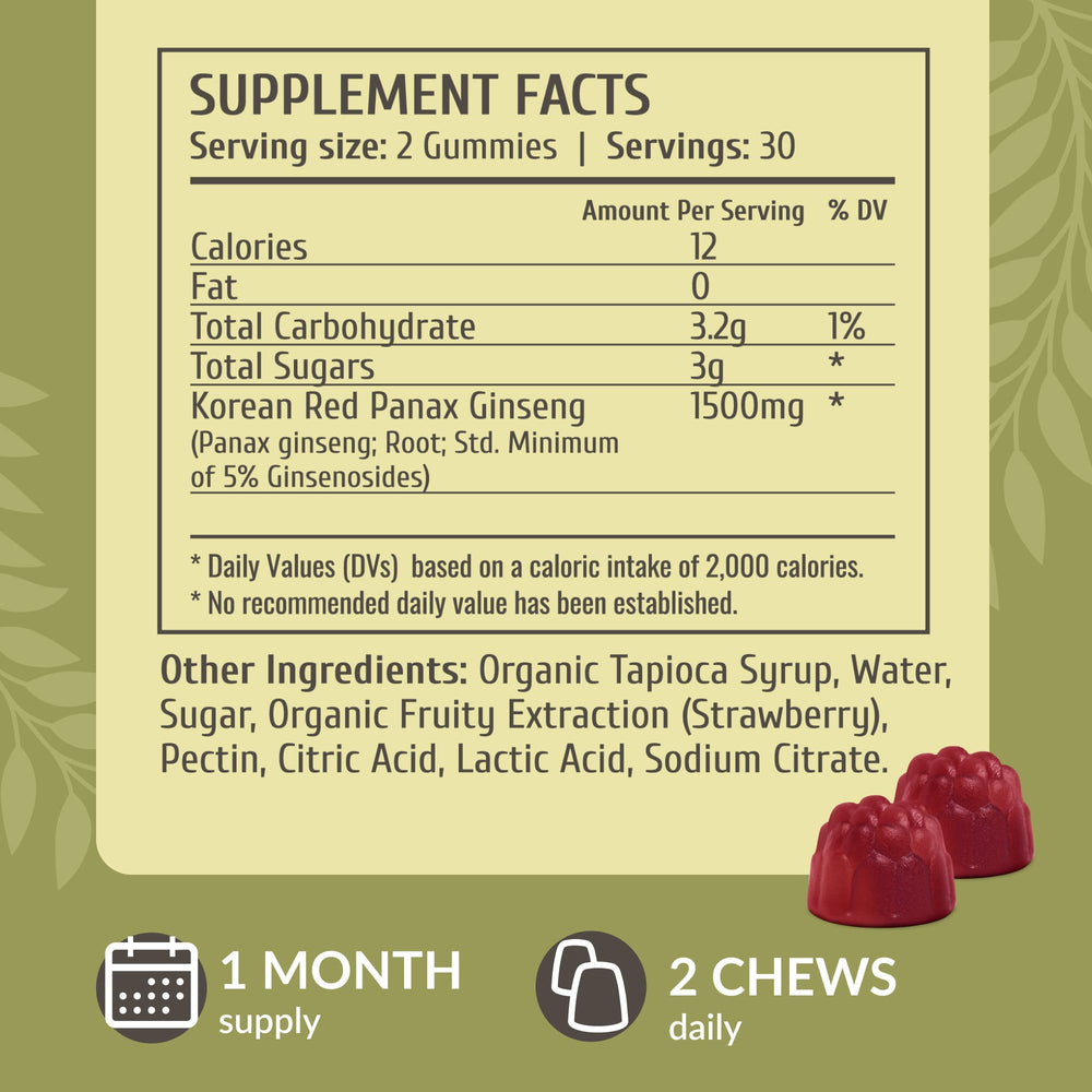 HERBAMAMA Panax Ginseng gummies strawberry flavor supports daily vegan energy routines.