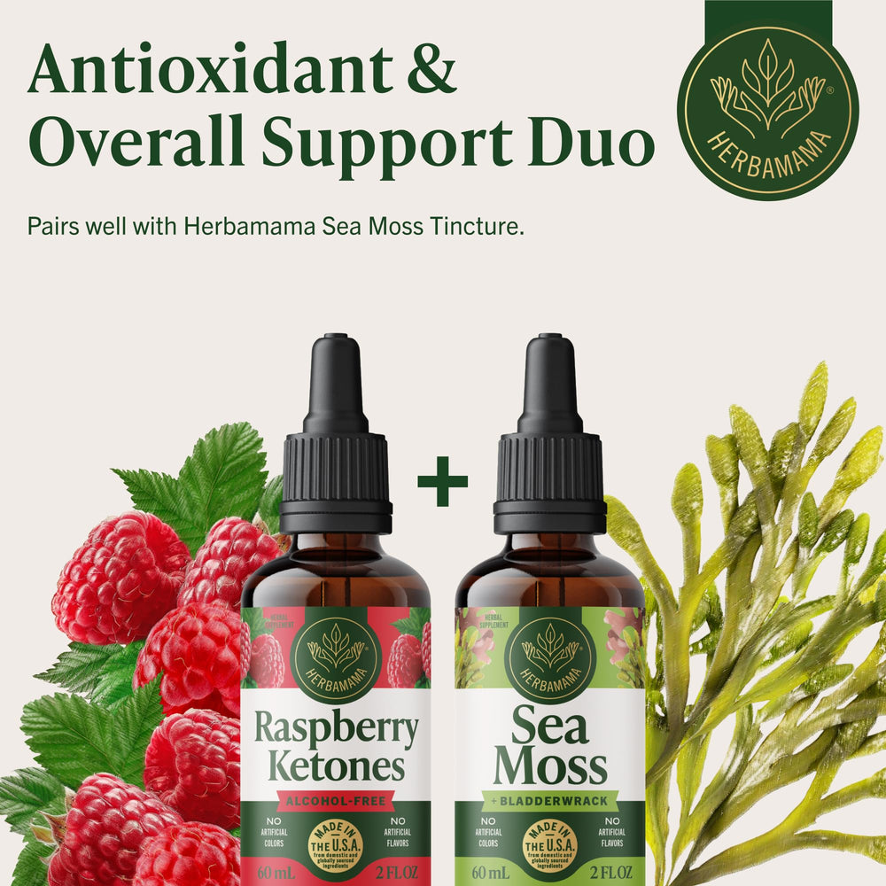 Herbamama Raspberry Ketones drops added to a drink for versatile use.