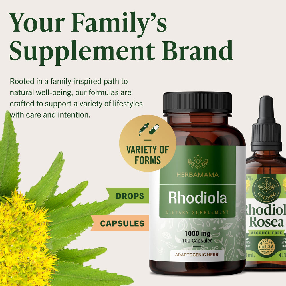 HERBAMAMA Rhodiola root detail highlights natural root powder texture