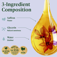 Herbamama saffron tincture ingredients list highlighting vegan glycerin and distilled water