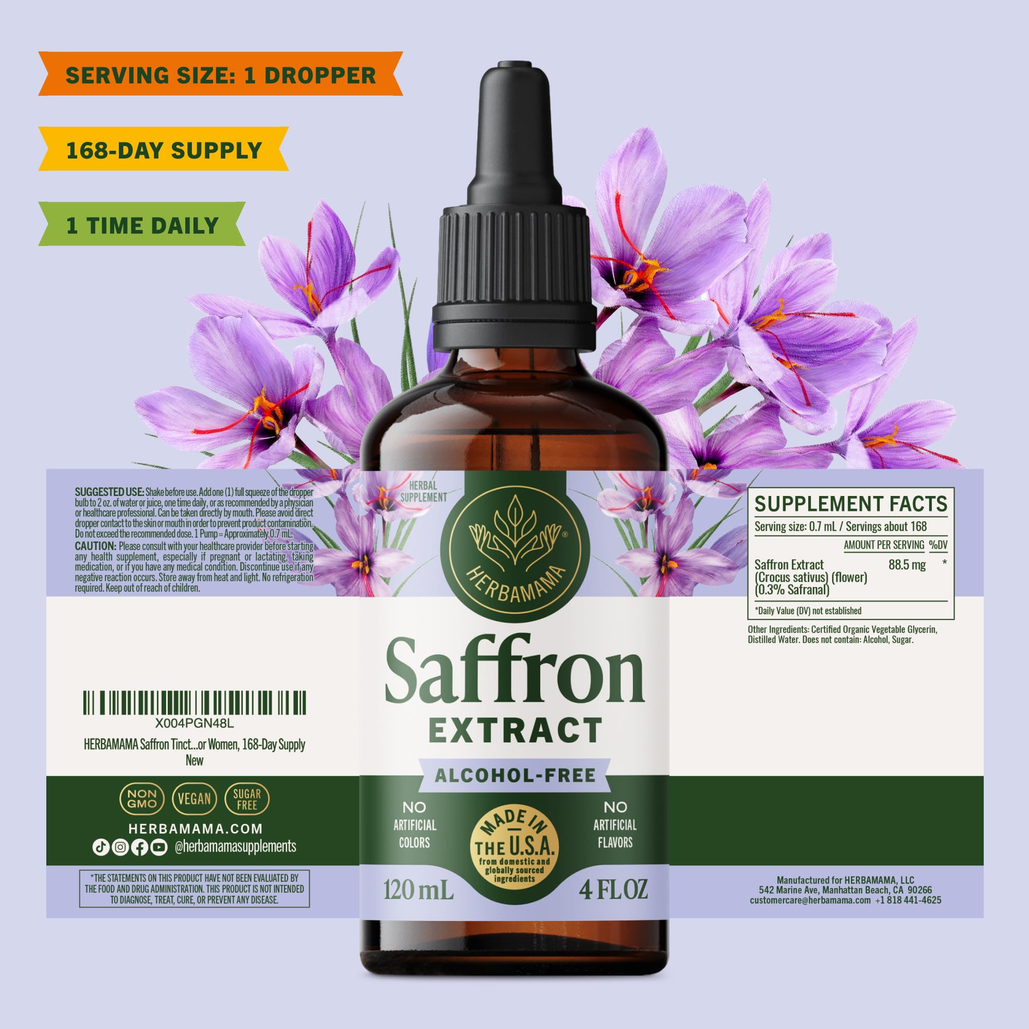 Lifestyle scene featuring calm morning moment with Herbamama saffron tincture