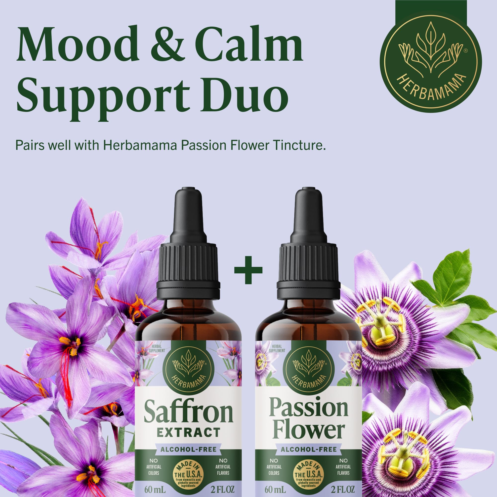 Morning routine shot featuring HERBAMAMA saffron tincture for a calm start.