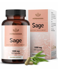 HERBAMAMA Sage capsules bottle front for daily vegan wellness and antioxidant support