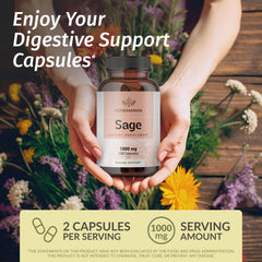 HERBAMAMA Sage capsules being poured for easy daily routine