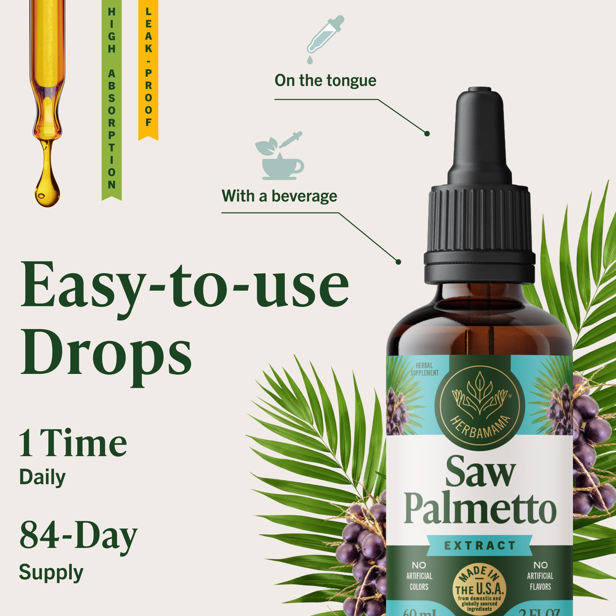 HERBAMAMA dropper releasing tincture into water demonstrates easy daily ingestion.