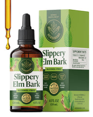 HERBAMAMA Slippery Elm drops bottle on table for daily wellness support