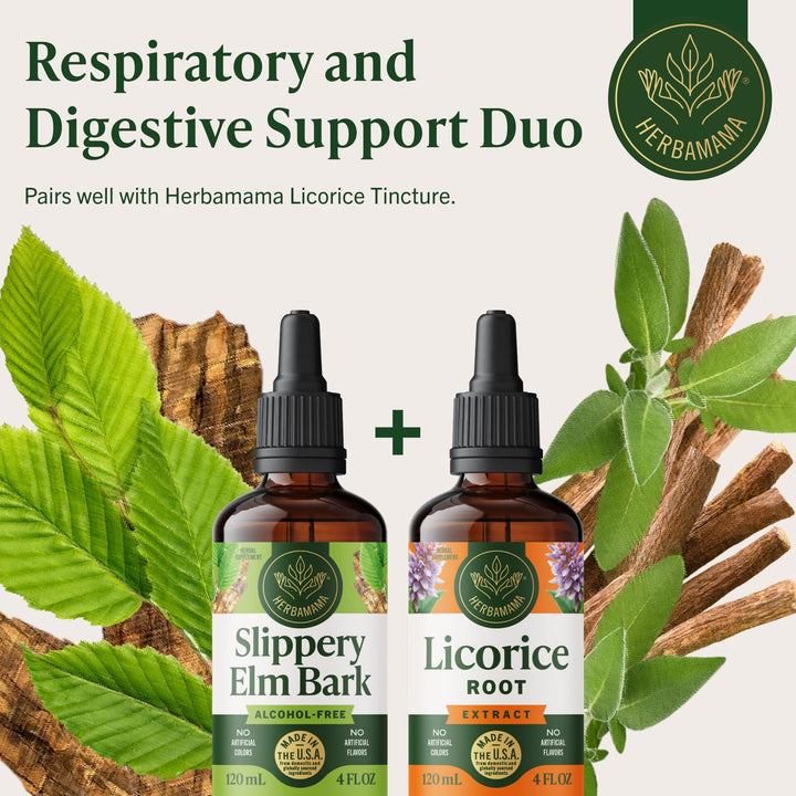 HERBAMAMA Slippery Elm drops 56-day supply showcased on shelf