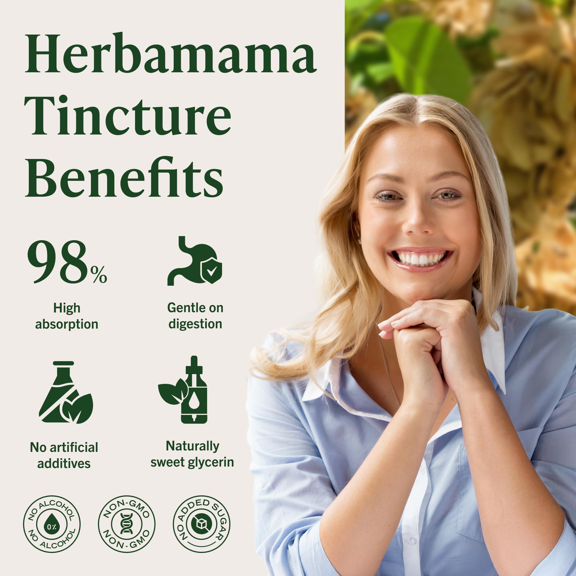 HERBAMAMA Slippery Elm label close-up showing vegan and non-GMO