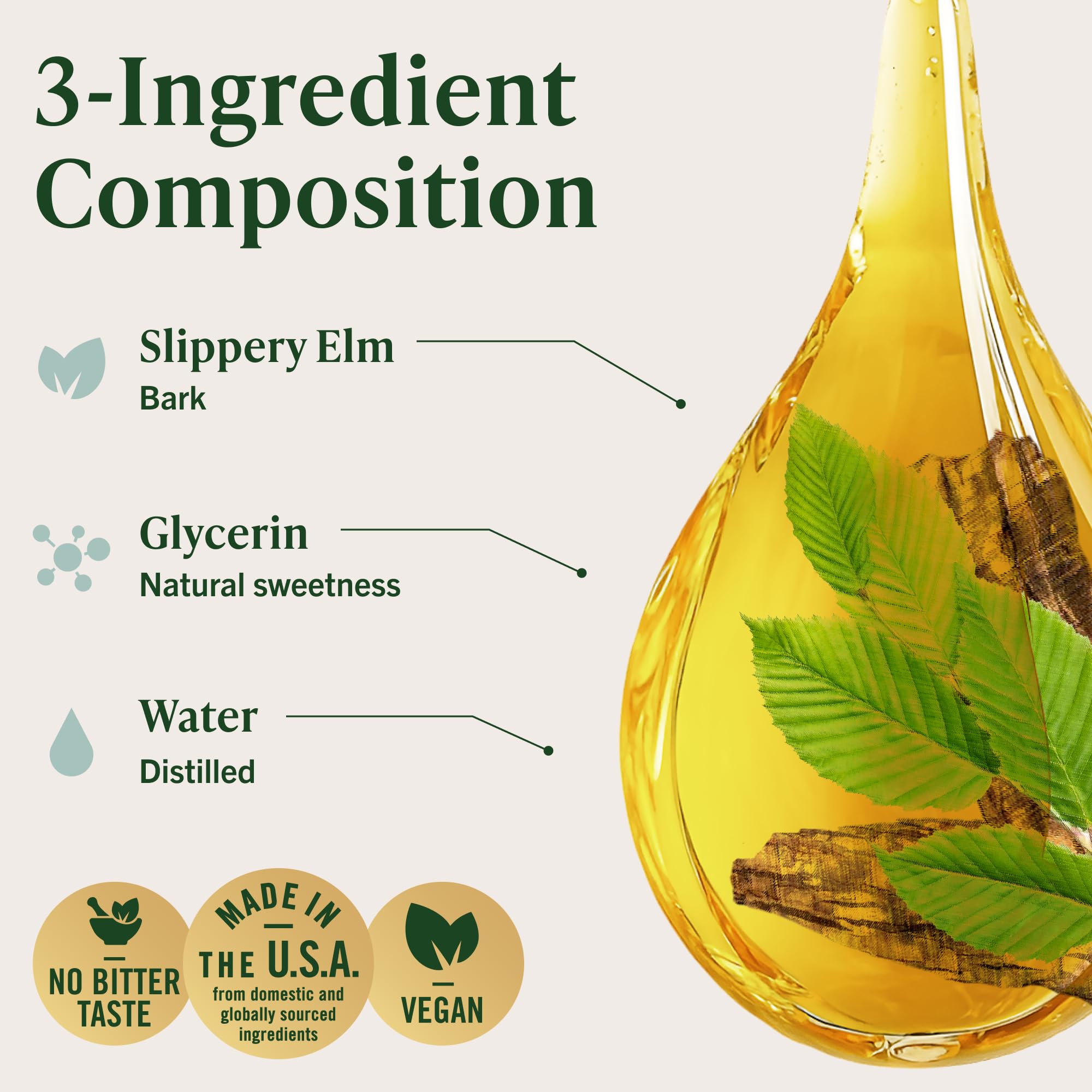 HERBAMAMA Slippery Elm drops placed under tongue for quick absorption