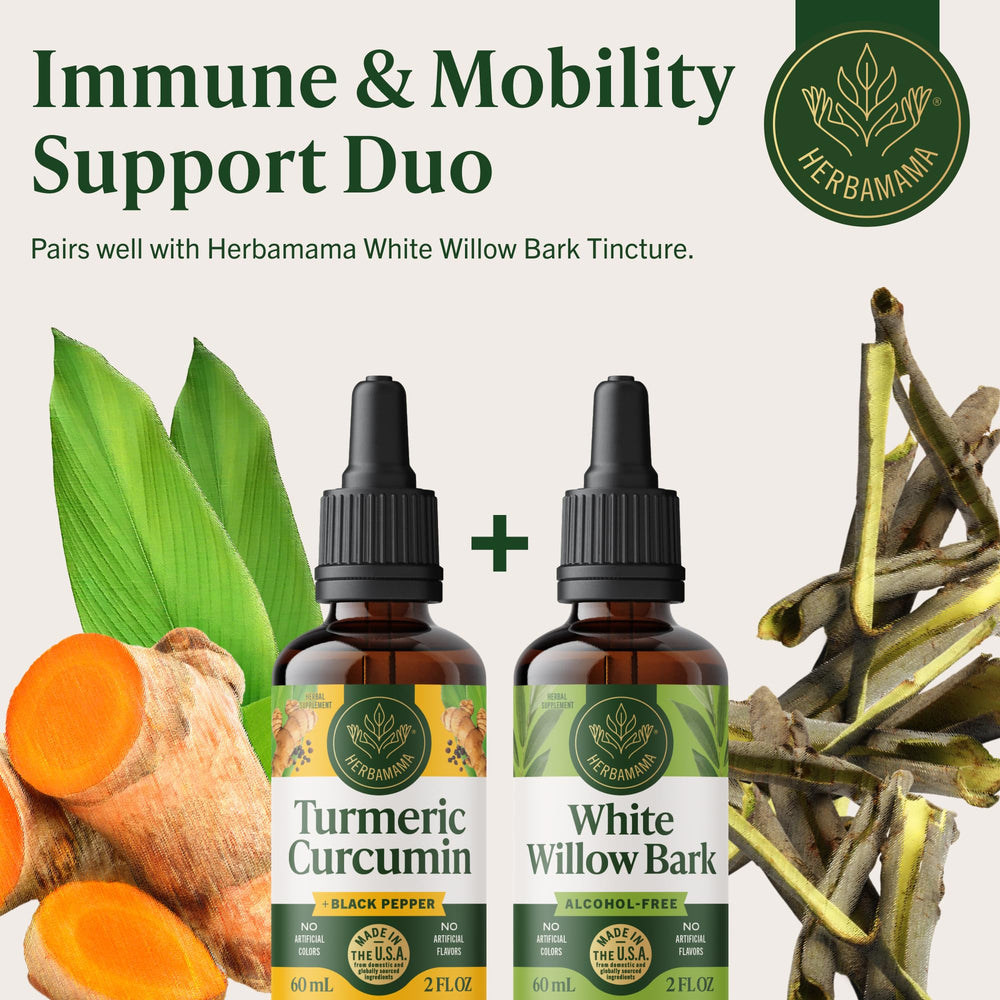 HERBAMAMA Turmeric Drops closeup shows vivid color signaling natural turmeric essence.