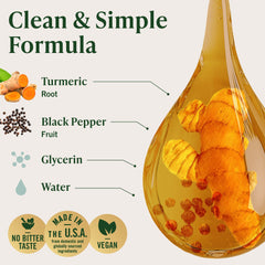 HERBAMAMA Turmeric drops dispensed into water for quick, alcohol-free daily intake.