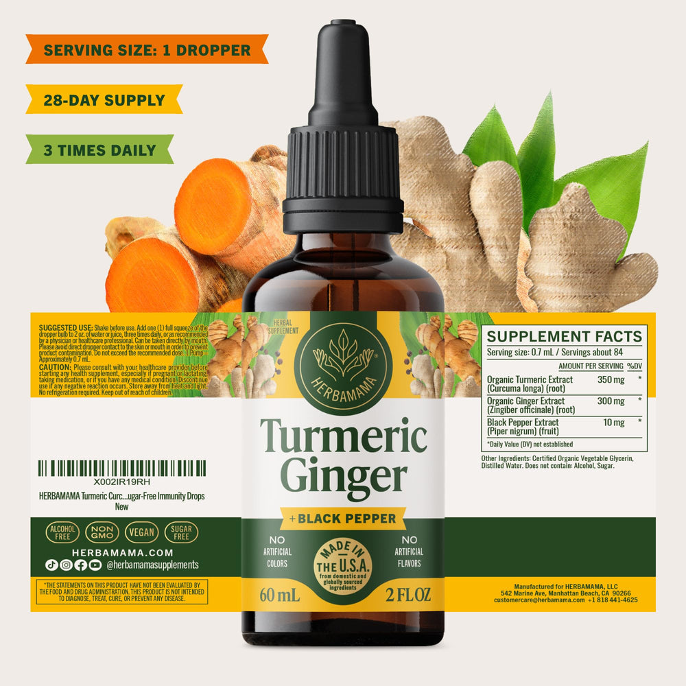 Herbamama Turmeric Ginger Drops absorption close-up.