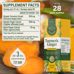 Herbamama Turmeric Ginger Drops dropper emphasizes precise dosing.