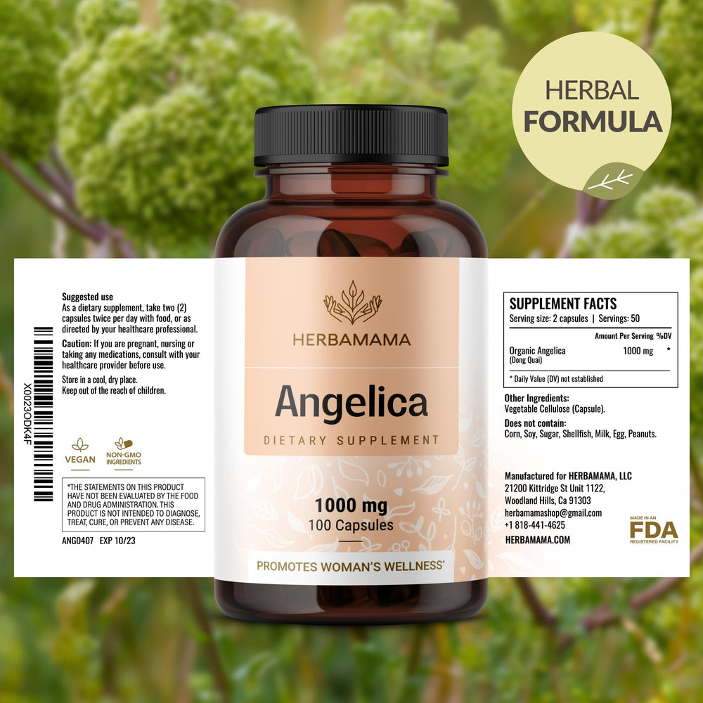 HERBAMAMA wellness routine scene with capsules and glass of water.
