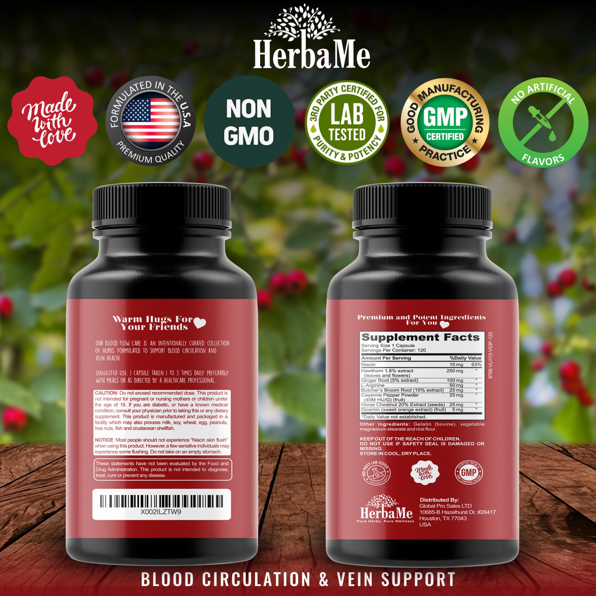 HerbaMe capsules with glass of water convenient daily use