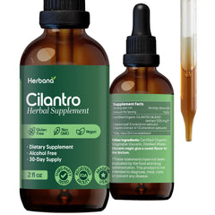 HERBANA Cilantro Leaf Liquid Extract bottle promoting calming balance.