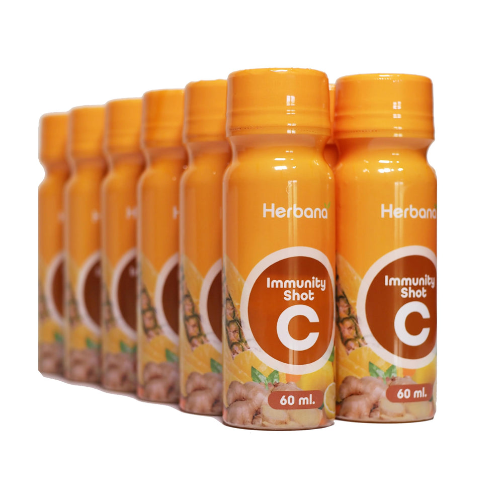Herbana Immunity Shot bottle front with organic ingredients for daily wellness