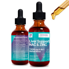 Herbana Liver Support drops bottle shown, may support healthy liver function.